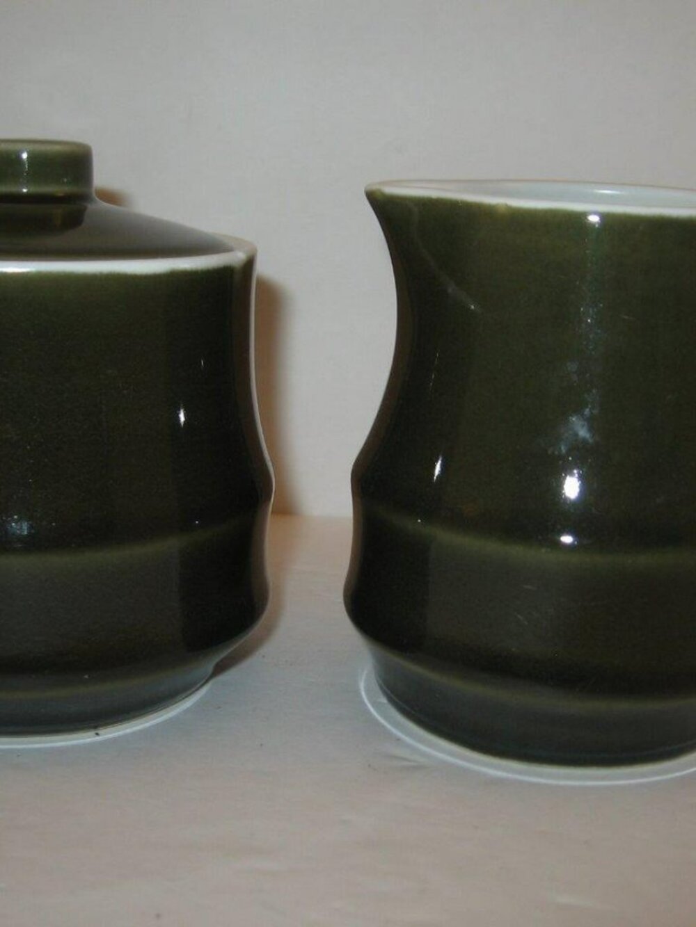 Vintage Stoneware Creamer & Sugar Forest Green